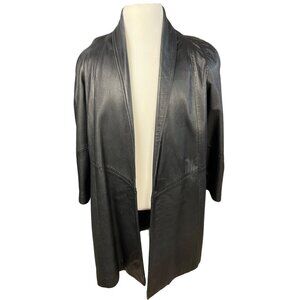 VIntage LNR Genuine Black Leather Cloak Size Large